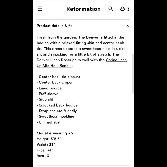 Reformation Denver linen Dress  fairy size 2 authentic - Picture 13 of 14